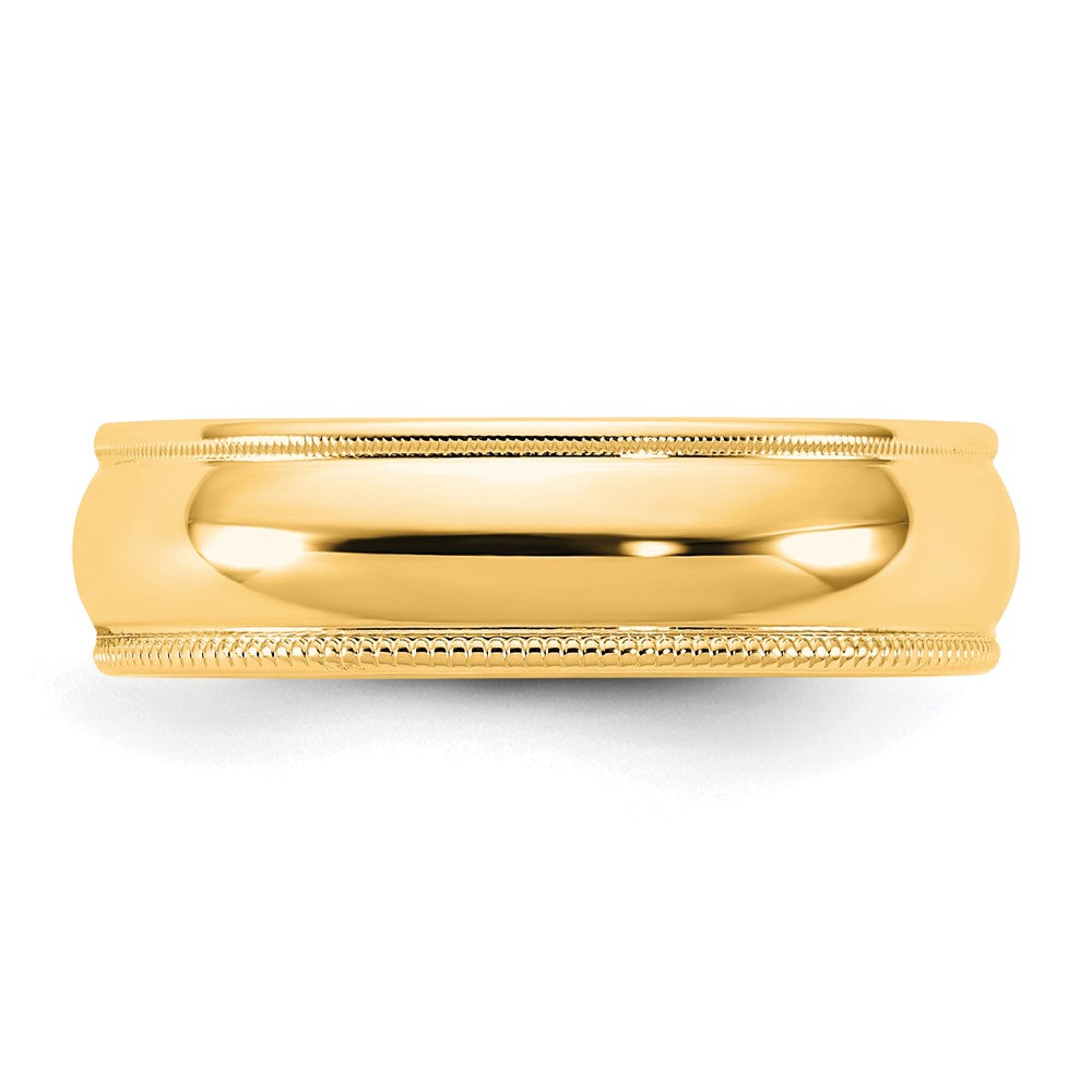 14KY 5.5mm Milgrain Half Round Band Size 8.5