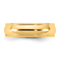 14KY 5.5mm Milgrain Half Round Band Size 10.5