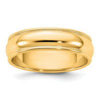14KY 5.5mm Milgrain Half Round Band Size 8.5