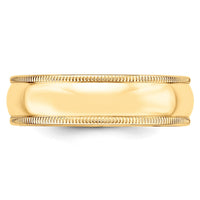 14KY 6mm Milgrain Half Round Band Size 13.5