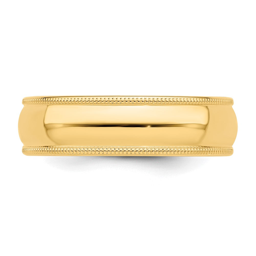 14KY 6mm Milgrain Half Round Band Size 14