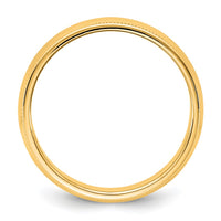 14KY 6.5mm Milgrain Half Round Band Size 4
