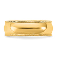 14KY 6.5mm Milgrain Half Round Band Size 10.5