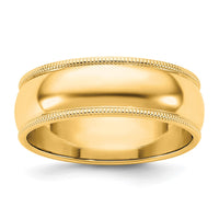 14KY 6.5mm Milgrain Half Round Band Size 13