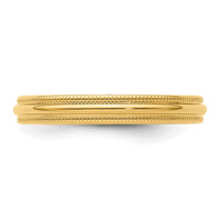 14KY 3mm Milgrain Comfort Fit Band Size 10