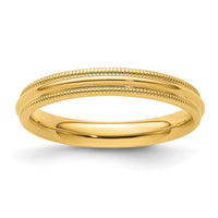 14KY 3mm Milgrain Comfort Fit Band Size 9