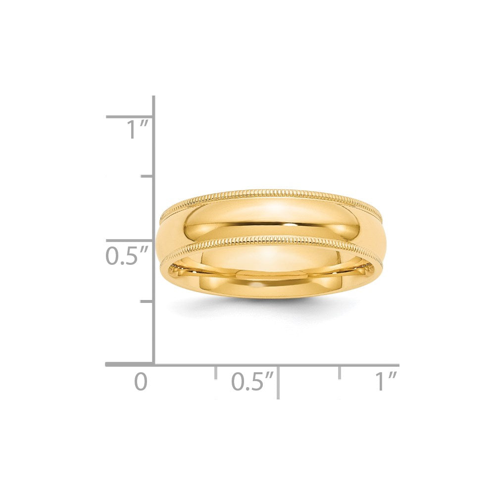 14KY 6mm Milgrain Comfort Fit Band Size 6.5
