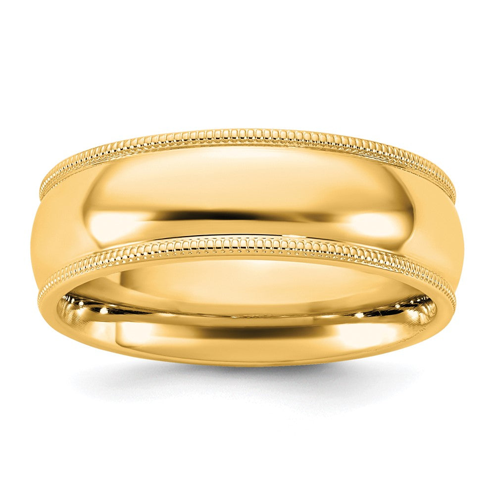 14KY 6.5mm Milgrain Comfort Fit Band Size 8.5