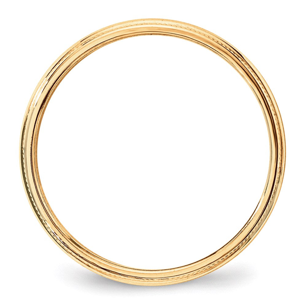 14KY 3mm LTW Milgrain Half Round Band Size 8.5