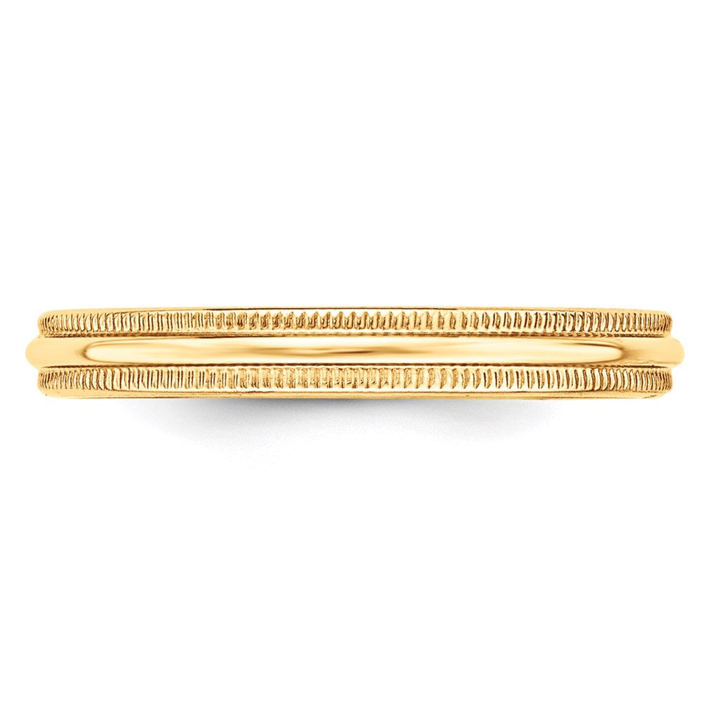 14KY 3mm LTW Milgrain Half Round Band Size 9.5