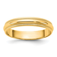 10KY 3.5mm LTW Milgrain Half Round Band Size 10.5