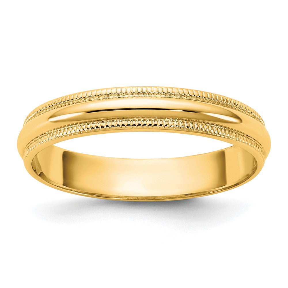 10KY 3.5mm LTW Milgrain Half Round Band Size 4.5