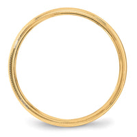 14KY 4mm LTW Milgrain Half Round Band Size 5