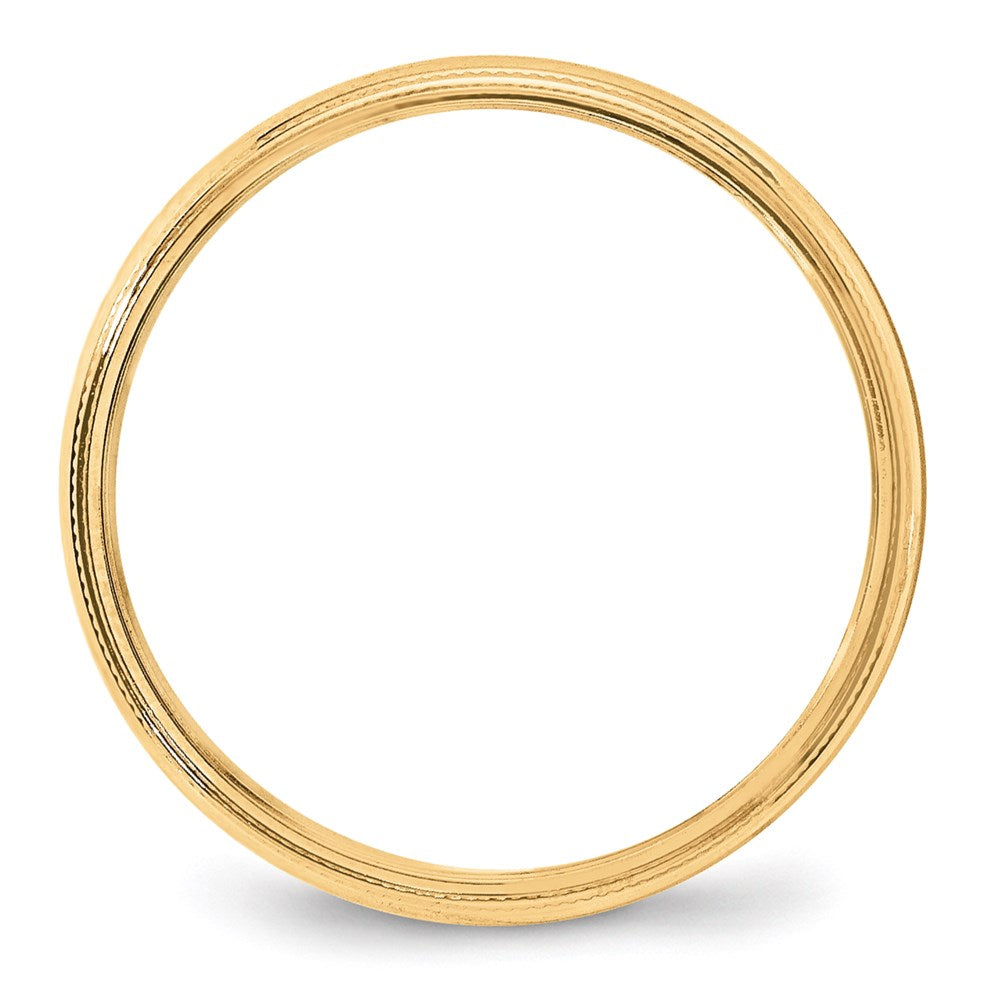 14KY 4mm LTW Milgrain Half Round Band Size 4