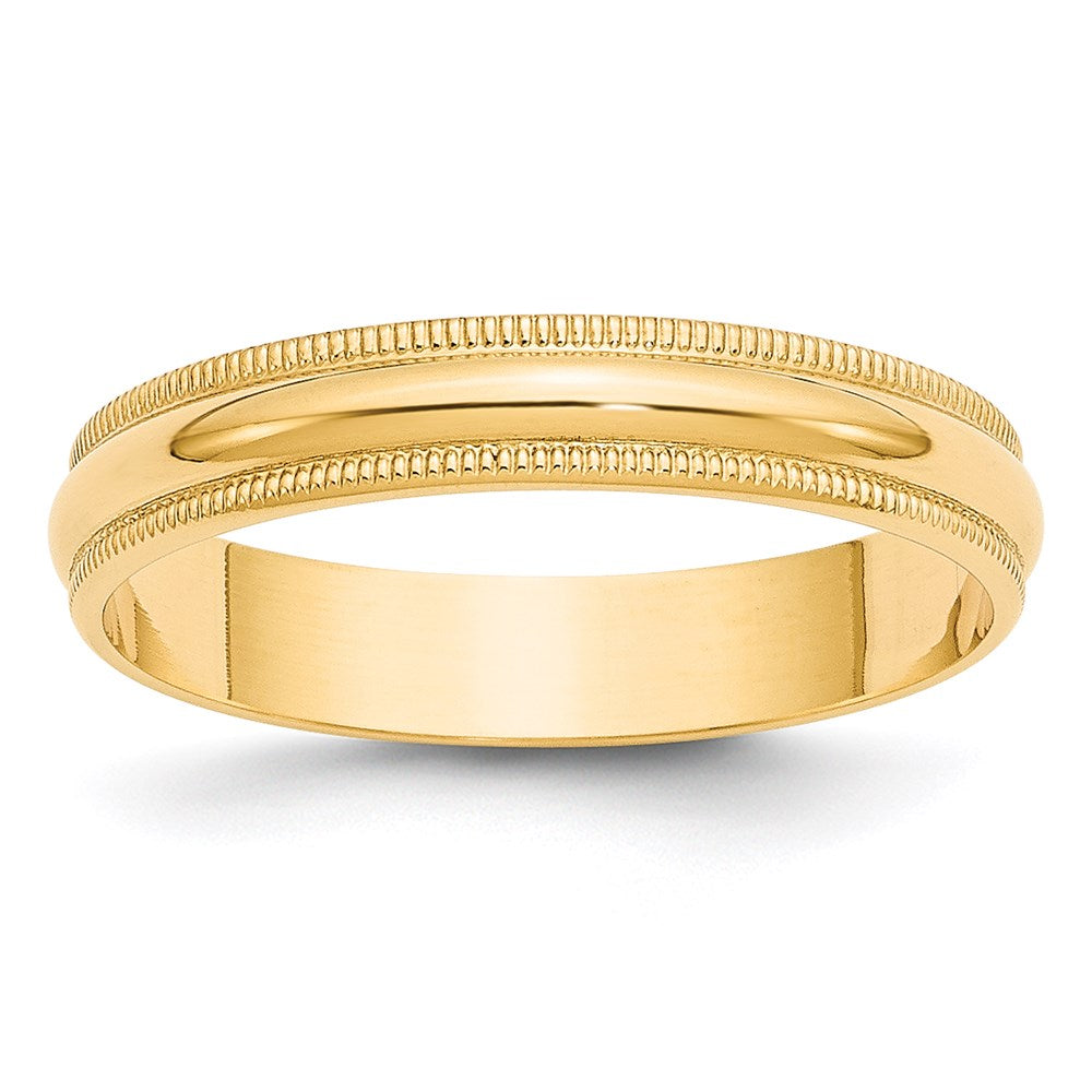 14KY 4mm LTW Milgrain Half Round Band Size 5