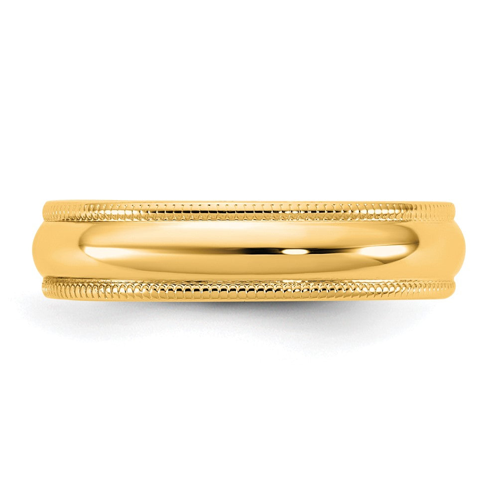 10KY 4.5mm LTW Milgrain Half Round Band Size 8.5