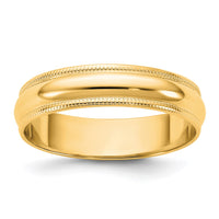 10KY 4.5mm LTW Milgrain Half Round Band Size 13.5