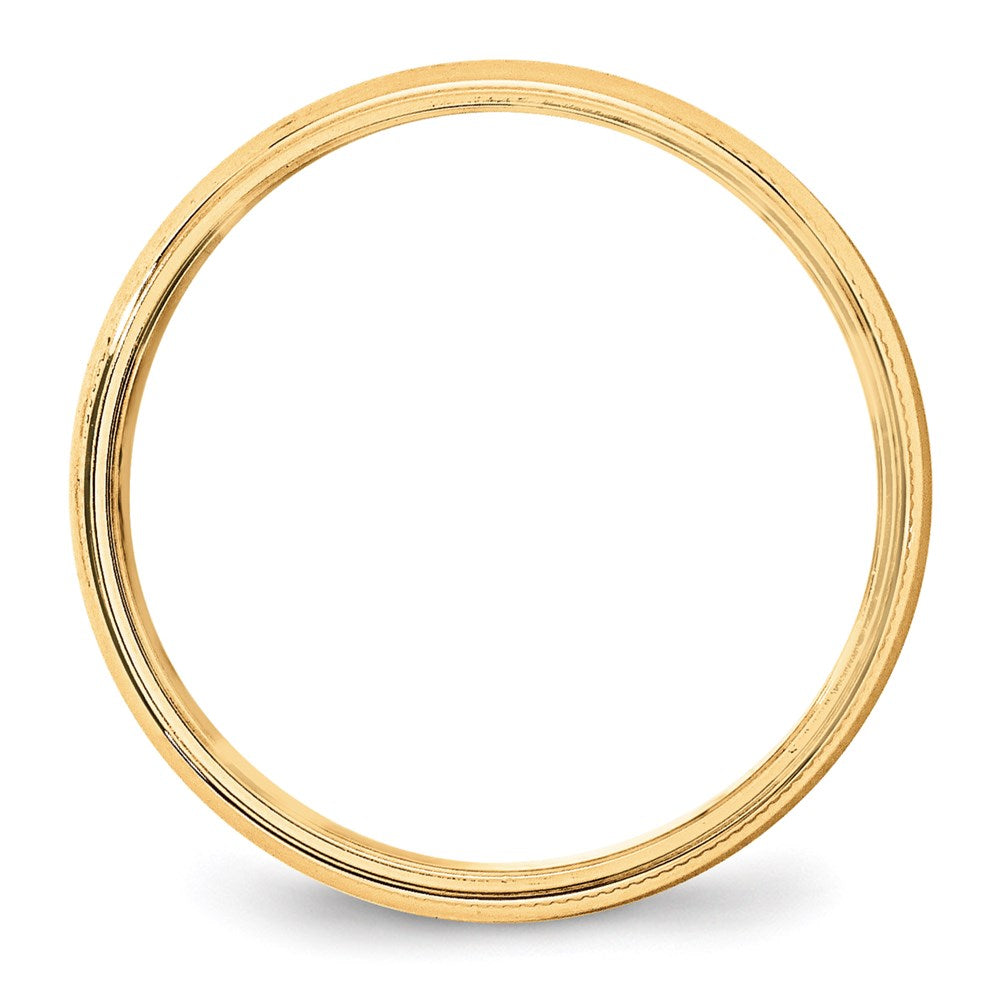14KY 5mm LTW Milgrain Half Round Band Size 4