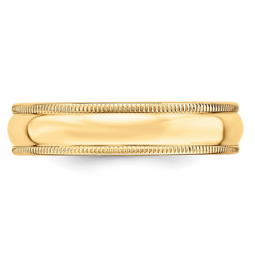 14KY 5mm LTW Milgrain Half Round Band Size 6
