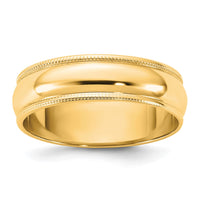 10KY 5.5mm LTW Milgrain Half Round Band Size 7.5