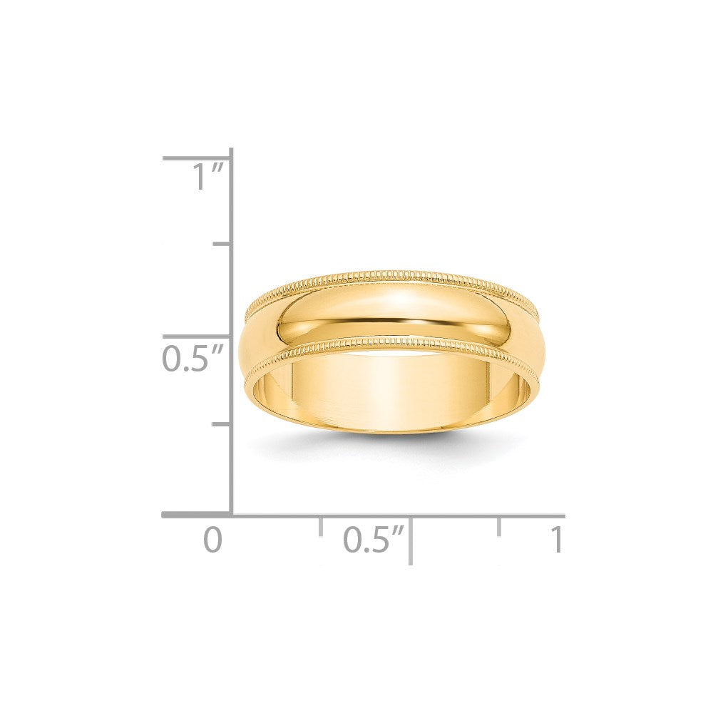 14KY 6mm LTW Milgrain Half Round Band Size 4