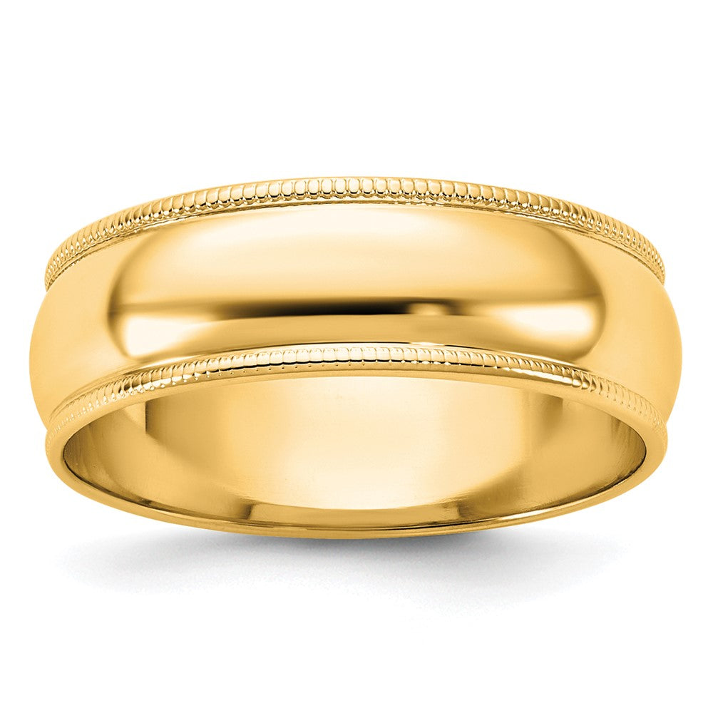 14KY 6mm LTW Milgrain Half Round Band Size 6.5