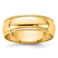 14KY 6mm LTW Milgrain Half Round Band Size 11.5