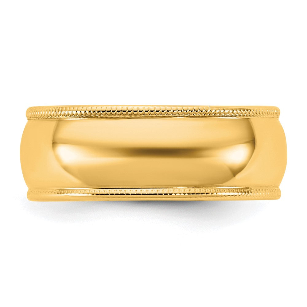 14KY 7mm LTW Milgrain Half Round Band Size 6.5