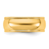10KY 7mm LTW Milgrain Half Round Band Size 5.5