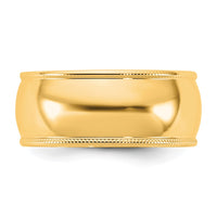 14KY 8mm LTW Milgrain Half Round Band Size 5