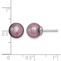 Sterling Silver Rhodium-plated Lavender Italian Murano Earrings