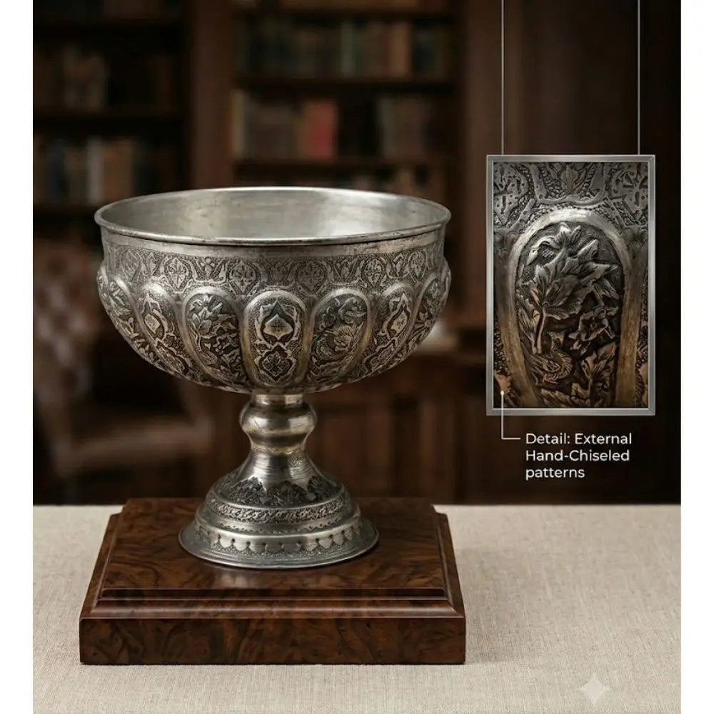 Magnificent Pair of Hand-Engraved Persian Pictorial Vases