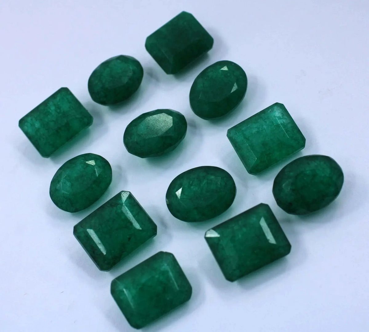 Natural 110 Ct Lot Certified Colombian Green Emerald Oval Mix Cut Loose Gemstone ABC Jewelries