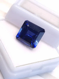 Natural 9.35 Ct AA+ Asscher Cut Bright Blue Kashmir Sapphire Certified Gemstone ABC Jewelries