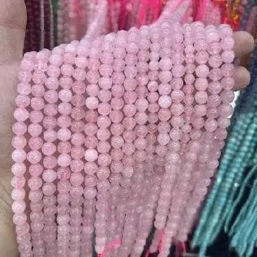 Natural Gemstone Beads Necklace - Handmade Natural Stone Jewelry,Rose Quartz, Size 8mm/50cm, NO.2 ABC Jewelries