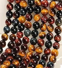 Natural Gemstone Loose Beads Necklace - 3 color tiger eye - NO.27 ABC Jewelries