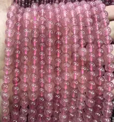 Natural Gemstone Loose Beads Necklace - 5A strawberry quartz - NO.37 ABC Jewelries
