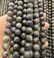 Natural Gemstone Loose Beads Necklace - BLACK labradorite - NO.64 ABC Jewelries