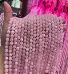 Natural Gemstone Loose Beads Necklace - Madagascar rose quartz - NO.136 ABC Jewelries