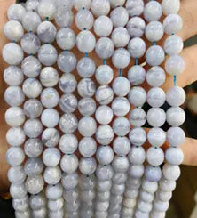 Natural Gemstone Loose Beads Necklace - blue lace agate - NO.146 ABC Jewelries