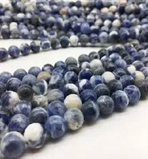 Natural Gemstone Loose Beads Necklace - blue veins - NO.88 ABC Jewelries