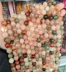 Natural Gemstone Loose Beads Necklace - colored hair quartz A - NO.227 ABC Jewelries