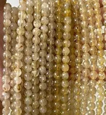 Natural Gemstone Loose Beads Necklace - gold rutilated quartz - NO.81 ABC Jewelries