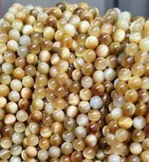 Natural Gemstone Loose Beads Necklace - gold tiger eye A - NO.15 ABC Jewelries