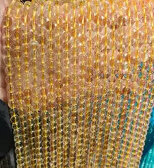 Natural Gemstone Loose Beads Necklace - ice gold rutilated quartz - NO.82 ABC Jewelries