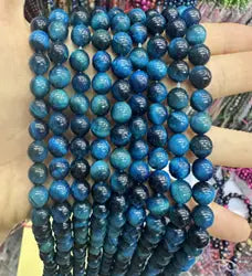 Natural Gemstone Loose Beads Necklace -  lake blue tiger eye - NO.20 ABC Jewelries