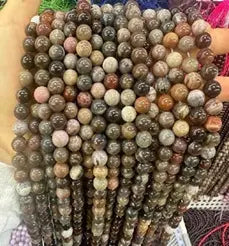 Natural Gemstone Loose Beads Necklace - petrified wood - NO.206 ABC Jewelries