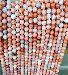 Natural Gemstone Loose Beads Necklace - pink agate - NO.218 ABC Jewelries