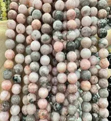 Natural Gemstone Loose Beads Necklace - pink zebra - NO.103 ABC Jewelries