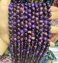 Natural Gemstone Loose Beads Necklace - purple tiger eye - NO.25 ABC Jewelries